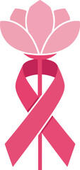 Breast Cancer Awareness Pink Ribbon and Lotus Flower - Symbol of Hope and Strength
