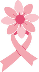 Pink Ribbon Flower Design - Symbol of Hope and Awareness for Breast Cancer Support