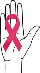 Breast Cancer Awareness A Hand Offering Support with a Pink Ribbon Symbol