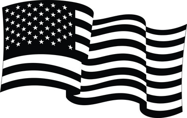 American flag waving black and white patriotic symbol illustration eps silhouette