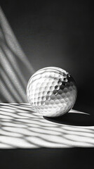Intricate Lighting on Silhouetted Golf Ball in Monochrome Still Life Minimalist Art