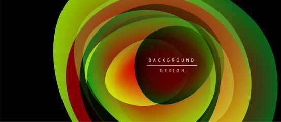 Obraz premium Abstract layers create dynamic circular form. Vibrant colors blend, suggesting movement, depth. Modern design element.