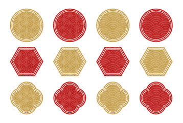 Gold and red traditional Japanese pattern frame set 