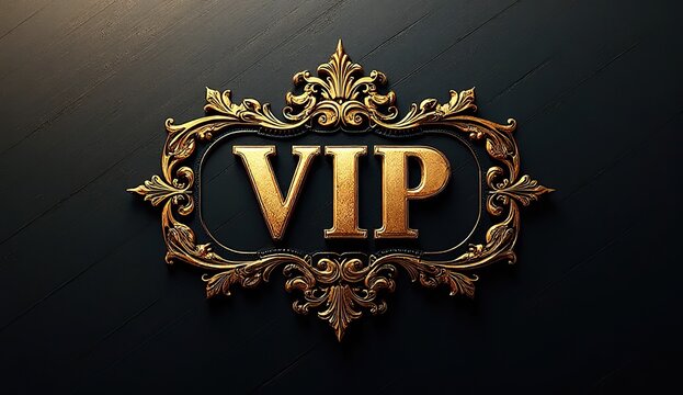 luxury 3d vip emblem on black metallic background