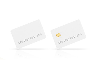 floating white cards, minimalist credit cards with reflections, blank white cards with subtle shadows and details, ethereal credit card mockup highlighting design features and reflections
