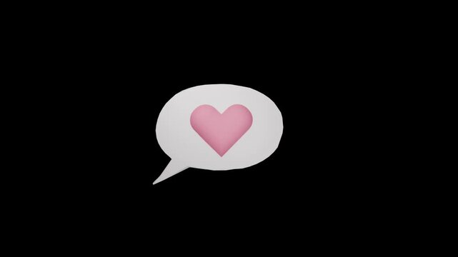 Heart image in speech bubble with black background sparks feelings of love and connection