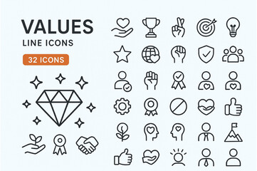 Human Values and Motivation Line Icons – Minimalist Vector Design