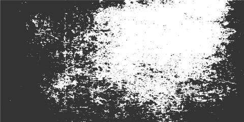 Vintage black and white grunge frame vector texture illustration with ink splatter and floral silhouette pattern border art design