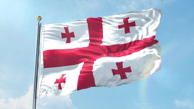 4K Georgia flag waving in the wind - realistic Georgia flag animation in high resolution, perfect for Georgia national day, independence, travel and patriotic video projects