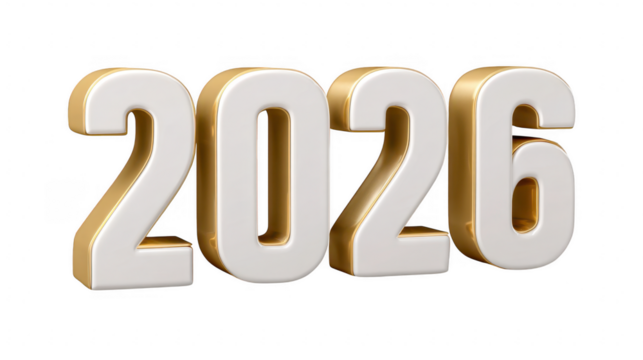 Golden 2026 number with fireworks reflection celebration theme festive environment