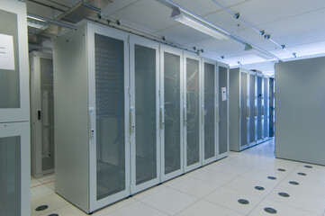 Hosting cabinets in cooled server room for internet and connectivity