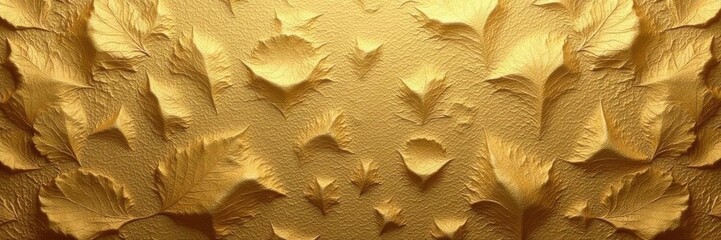 Intricate gold leaf pattern on textured paper, close-up, art