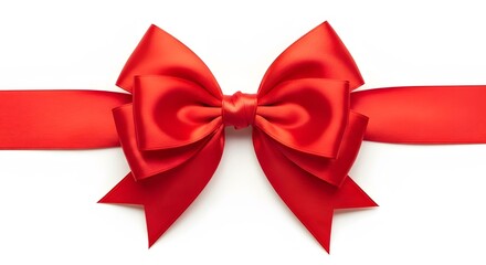 Elegant red satin ribbon bow isolated on white background perfect for gift wrapping and decoration