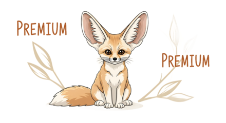Charming fennec fox amid rustic premium labels