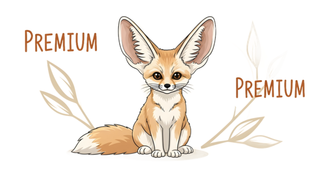 Charming fennec fox amid rustic premium labels