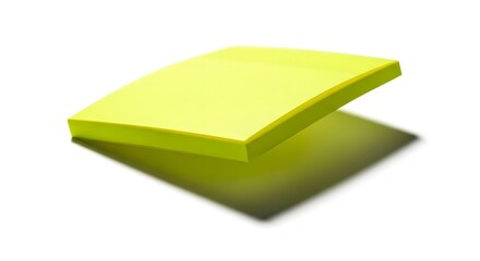 Stack of bright yellow sticky notes isolated on white background for reminders and organization