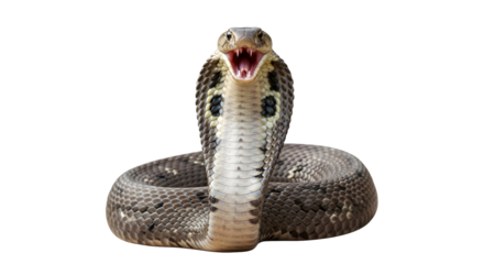 Cobras hooded menace teeth bared