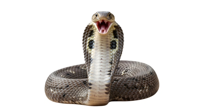 Cobras hooded menace teeth bared