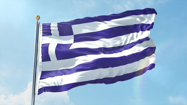 4K Greece flag waving in the wind - realistic Greece flag animation in high resolution, perfect for Greece national day, independence, travel and patriotic video projects