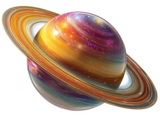 Digital illustration of saturn space element artwork cosmic environment vibrant viewpoint fantasy concept