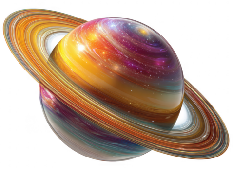 Digital illustration of saturn space element artwork cosmic environment vibrant viewpoint fantasy concept