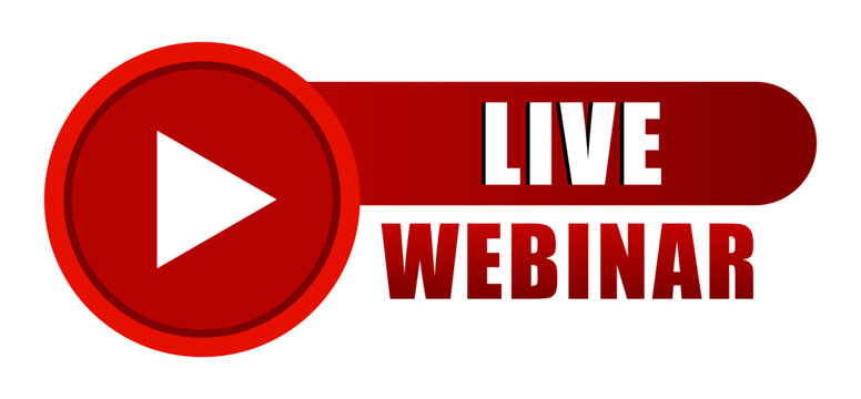 Live webinar button. Online event symbol. Video streaming Vector. Learning presentation icon.