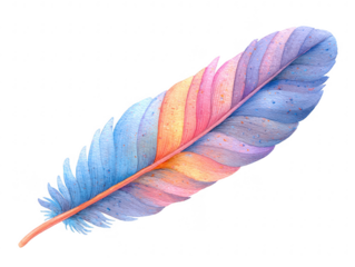Handpainted watercolor feather clipart boho design element creative art digital texture aesthetic view nature concept