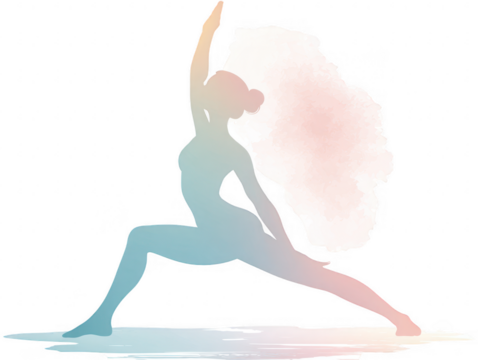 Dynamic yoga pose silhouette clipart for wellness relaxation and mindfulness in tranquil environments