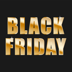 Black Friday sale. Golden glitter text. Promotional event Vector banner. Shopping discount concept.