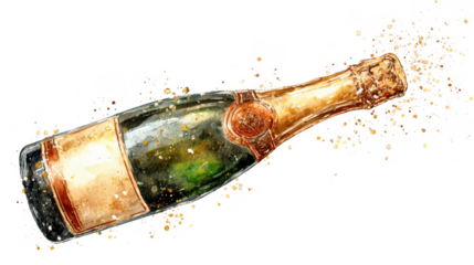 Celebratory champagne bottle clipart watercolor design festive atmosphere artistic viewpoint party element