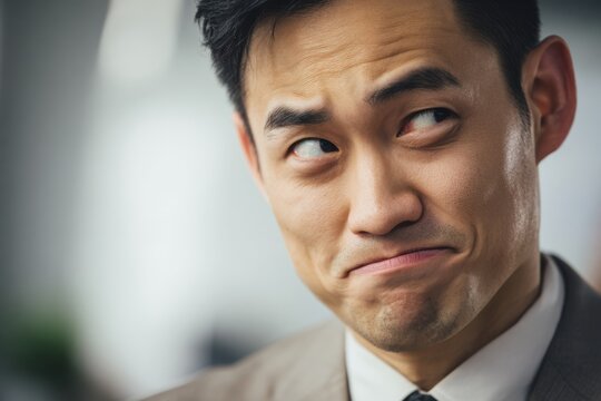 Businessman raising an eyebrow with a subtle smirk, showing skepticism or playful doubt.