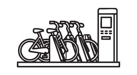 Bike sharing dock station outline icon vector
