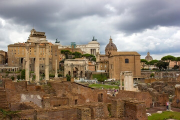Fototapeta premium Ancient Forum Romanum, Foro Romano, Rome, Italy