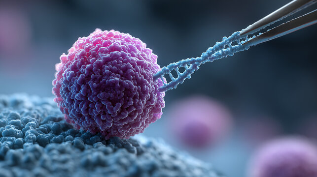 An epigenetic editor (CRISPR) targeting a cancer cell, reactivating tumor suppressor genes.