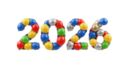 Colorful Balloons Forming the Year 2023 png clear alpha channel cutout isolated on transparent background
