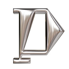 Alphabet number and symbol 3D word Silver Chrome Metallic Shard Emblem