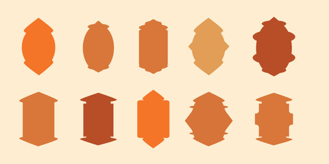 Islamic ramadan windows set. Creative shape pack for arab web design. Vector illustration 