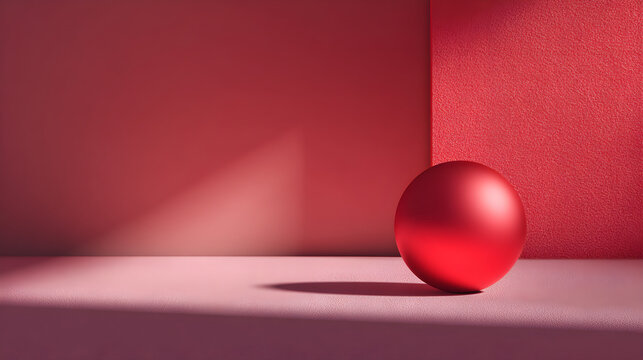 Minimal festive background with red sphere shadows, soft gradient tone and modern layout