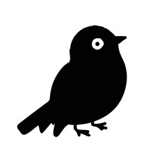 Black Bird Silhouette Vector on White Background