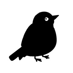 Black Bird Silhouette Vector on White Background