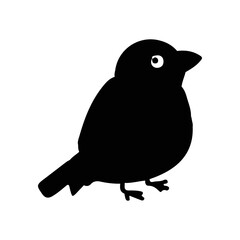 Black Bird Silhouette Vector on White Background