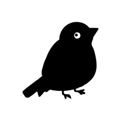 Black Bird Silhouette Vector on White Background