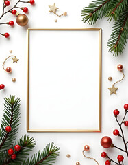 Christmas frame mockup with festive decorations and blank space