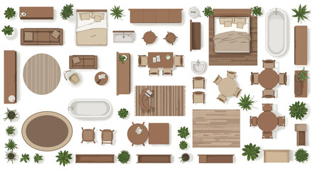 Interior design floor plan visualizing furniture layout showcasing room planning in a top view perfect for architecture blogs and home renovation projects.
