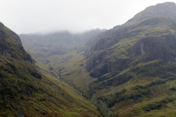 Panoramic view of Glencoe, near Fort William, in the Scottish Highlands, Scotland