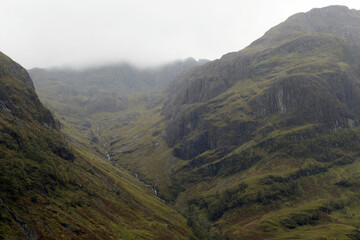 Obraz premium Panoramic view of Glencoe, near Fort William, in the Scottish Highlands, Scotland