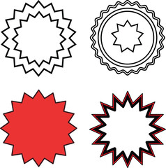  Red starburst stamp shapes award badge collection