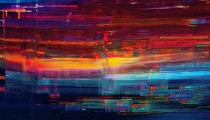 Abstract Digital Glitch Art With Vibrant Colors And Horizontal Distortions For Creative Projects