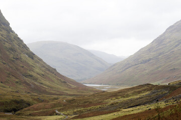 Panoramic view of Glencoe, near Fort William, in the Scottish Highlands, Scotland