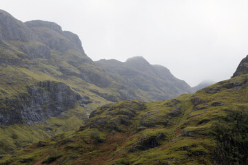 Panoramic view of Glencoe, near Fort William, in the Scottish Highlands, Scotland